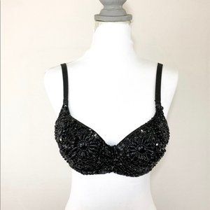 NWOT Black Rhinstone push up bra
